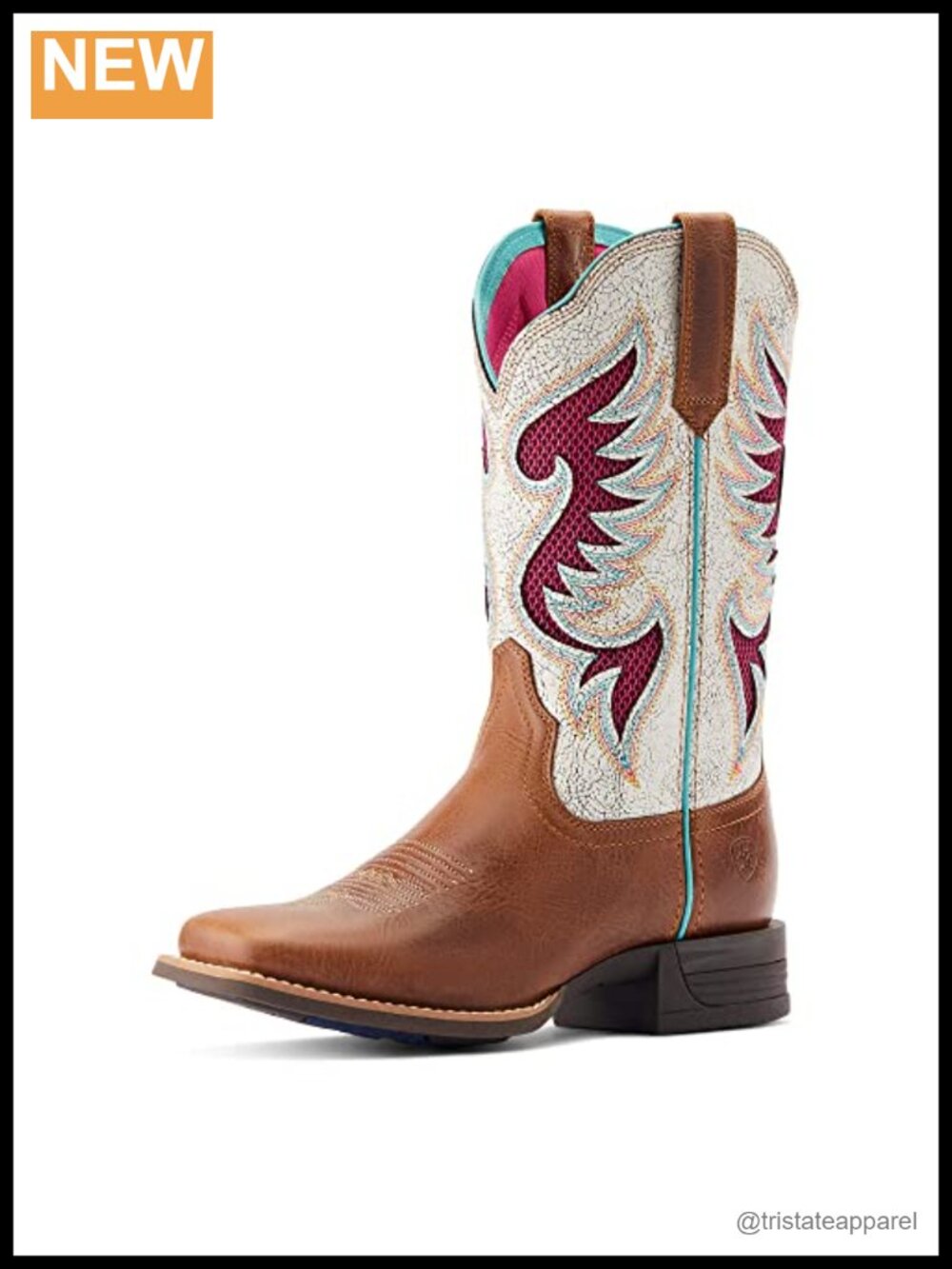 Women's Pull-On Western Boot, VentTEK Mesh, Wide Square Toe